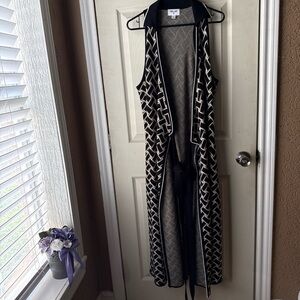 Diane Von Furstenberg Black & Cream Knit Duster